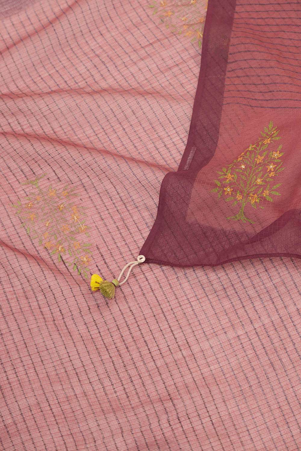 Light Red Bengal Pure Kota Hand Painted Saree image number null