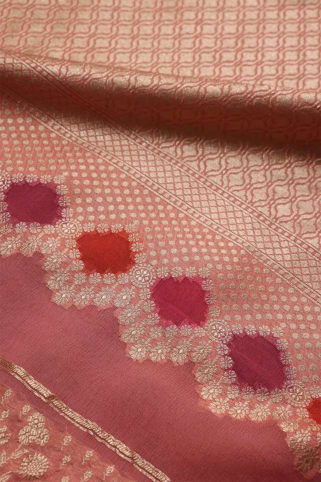 Light Pink Banaras Georgette Saree thumbnail image number null