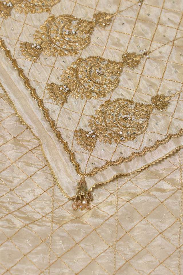 Off White Viscose Tissue Aari Saree thumbnail image number null