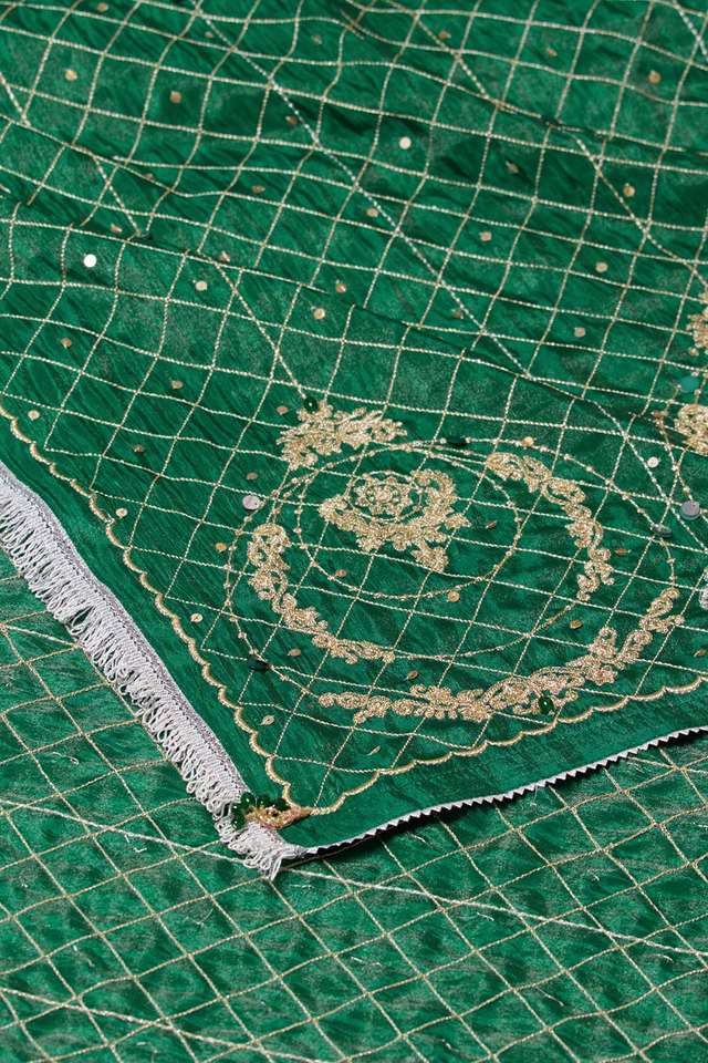 Green Viscose Tissue Embroidered Saree thumbnail image number null