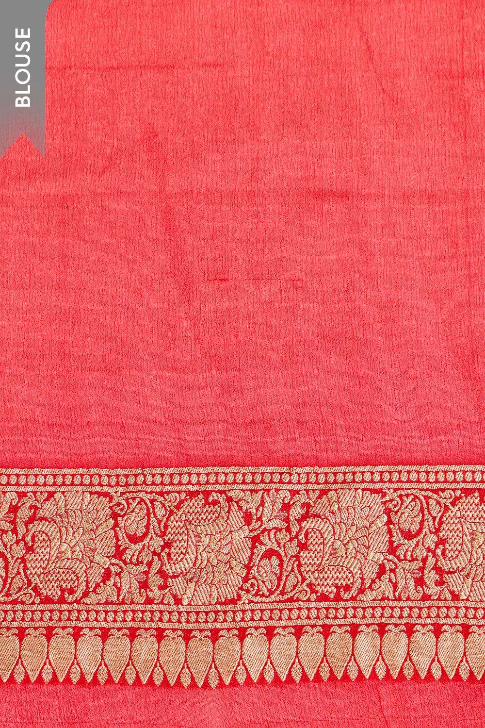 Red Pure Silk Georgette Cutwork Banaras Saree image number null
