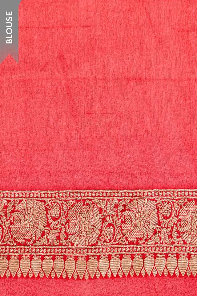 Red Pure Silk Georgette Cutwork Banaras Saree thumbnail image number null