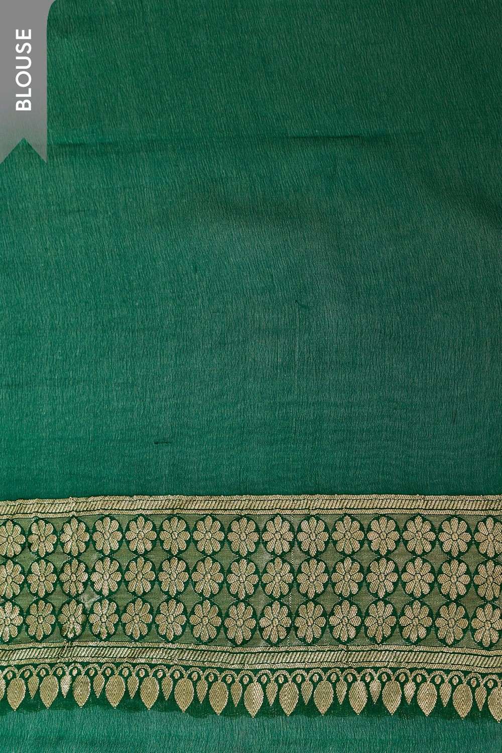 Dark Green Pure Silk Georgette Cutwork Banaras Saree image number null