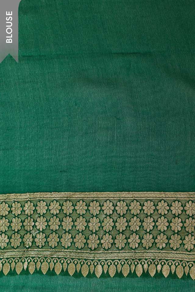 Dark Green Pure Silk Georgette Cutwork Banaras Saree thumbnail image number null