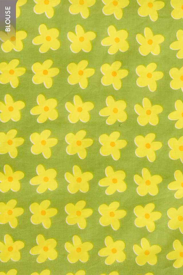 Yellow Bengal Block Printed Pure Cotton Kota Saree thumbnail image number null