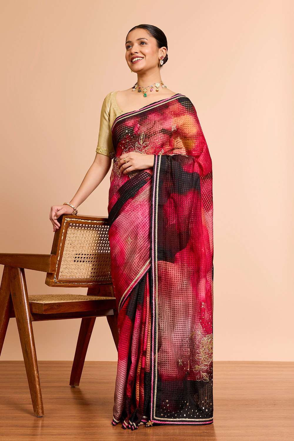 Multi Pure Silk Cotton Printed Embroidered Saree image number null