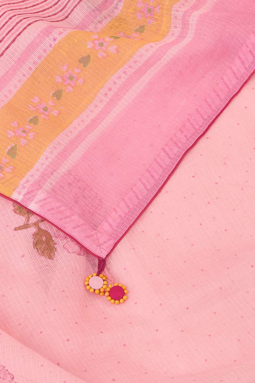 Light Pink Block Printed Bengal Pure Cotton Kota Saree image number null