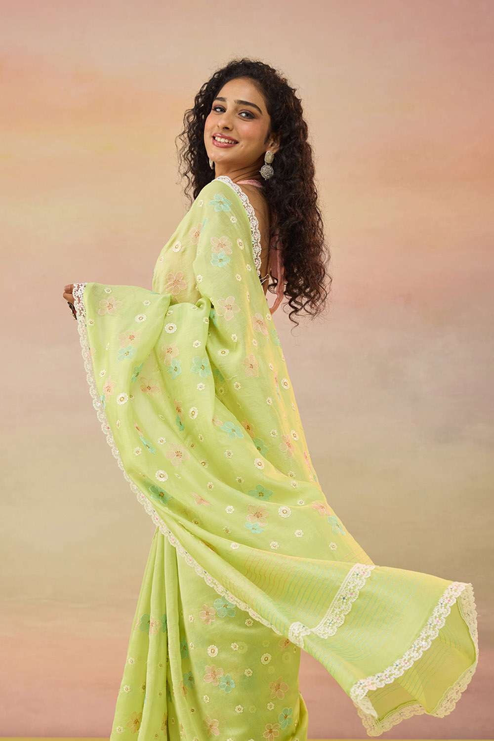 Light Green Bengal Pure Silk Cotton Embroidered Saree image number null