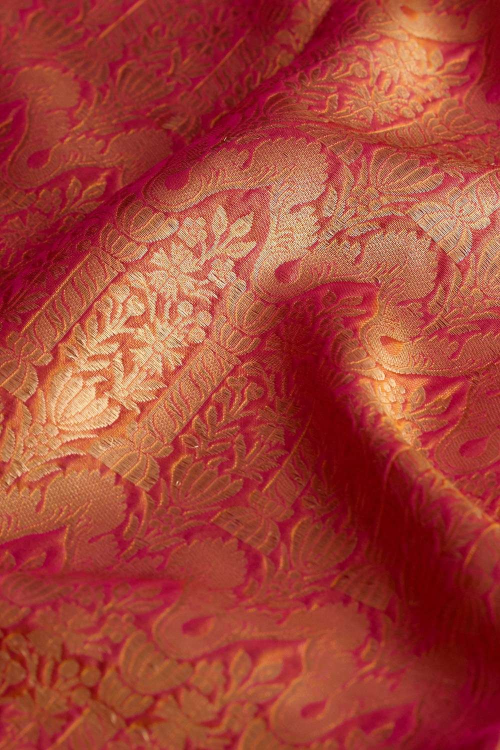 Orange Silk Viscose Cutwork Banaras Inspired Design Saree image number null