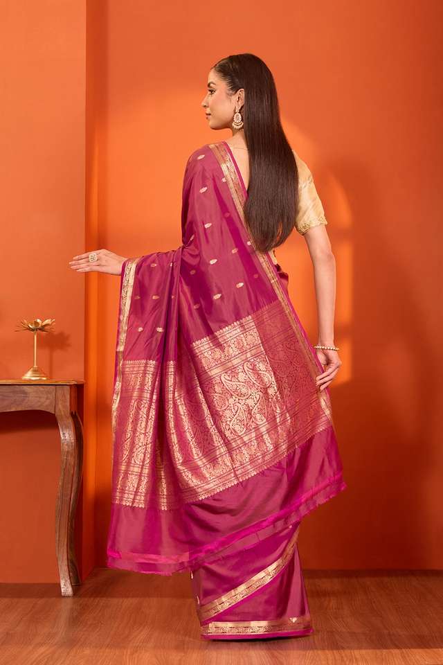 Purple Silk Viscose Cutwork Banarasi Saree thumbnail image number null
