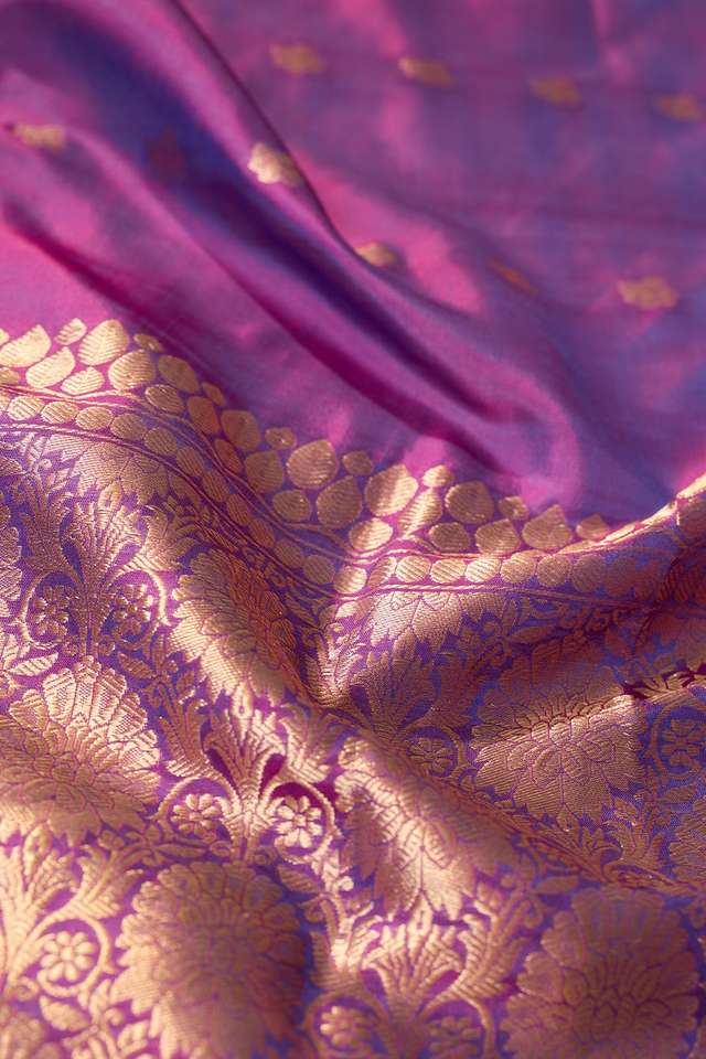 Purple Silk Viscose Cutwork Banarasi Inspired Design Saree thumbnail image number null