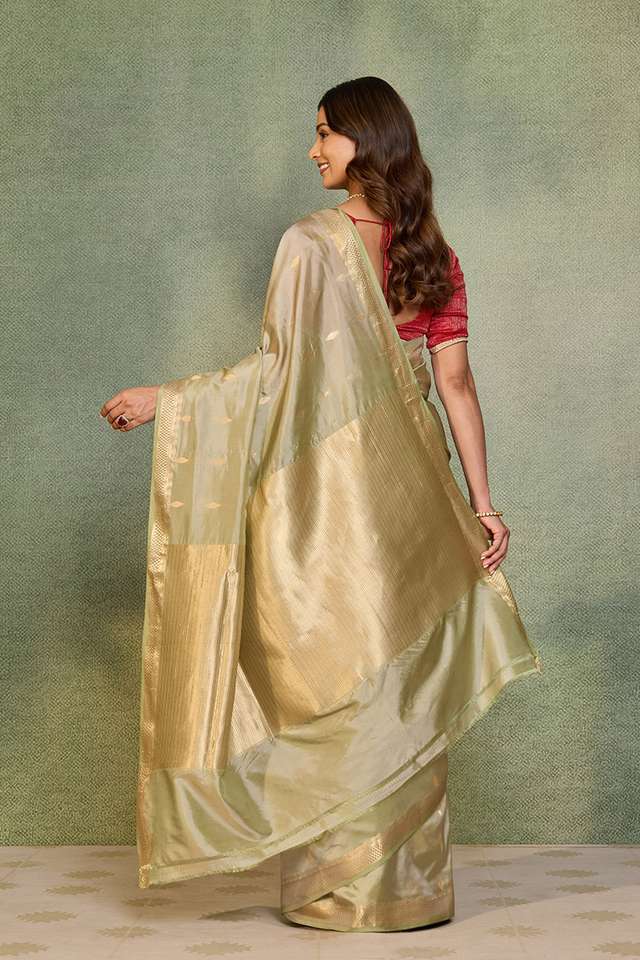 Grey Silk Viscose Cutwork Banarasi Inspired Design Saree thumbnail image number null