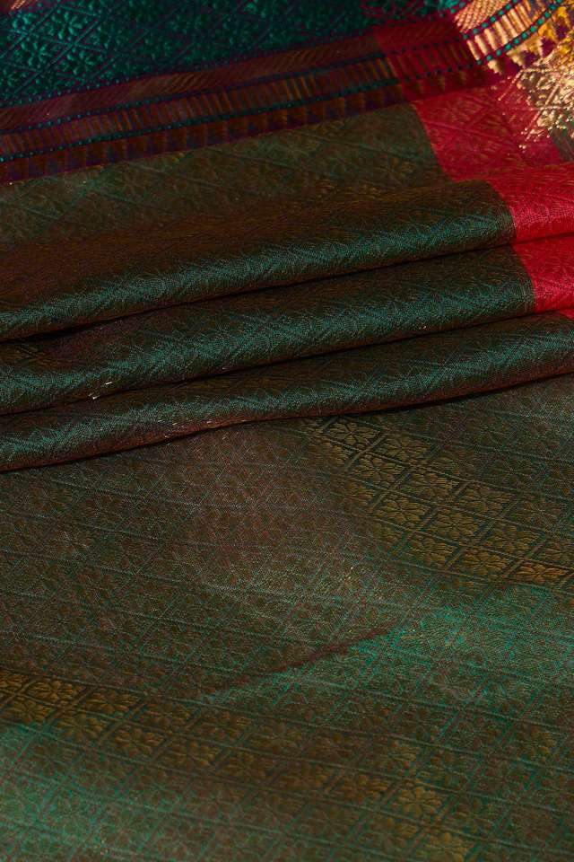Pink Brocade Pure Silk Cotton Maheshwari Saree thumbnail image number null