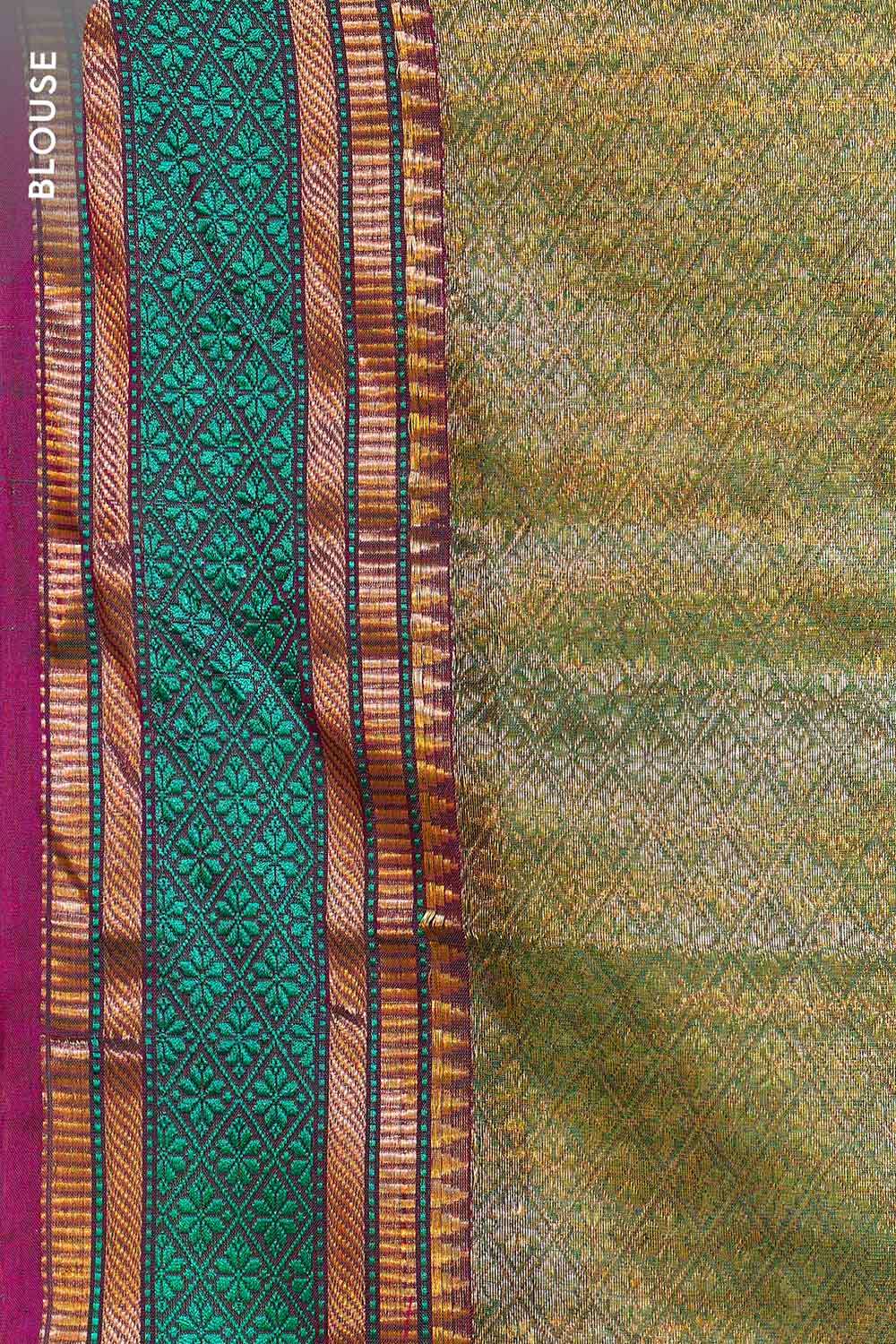 Pink Brocade Pure Silk Cotton Maheshwari Saree image number null