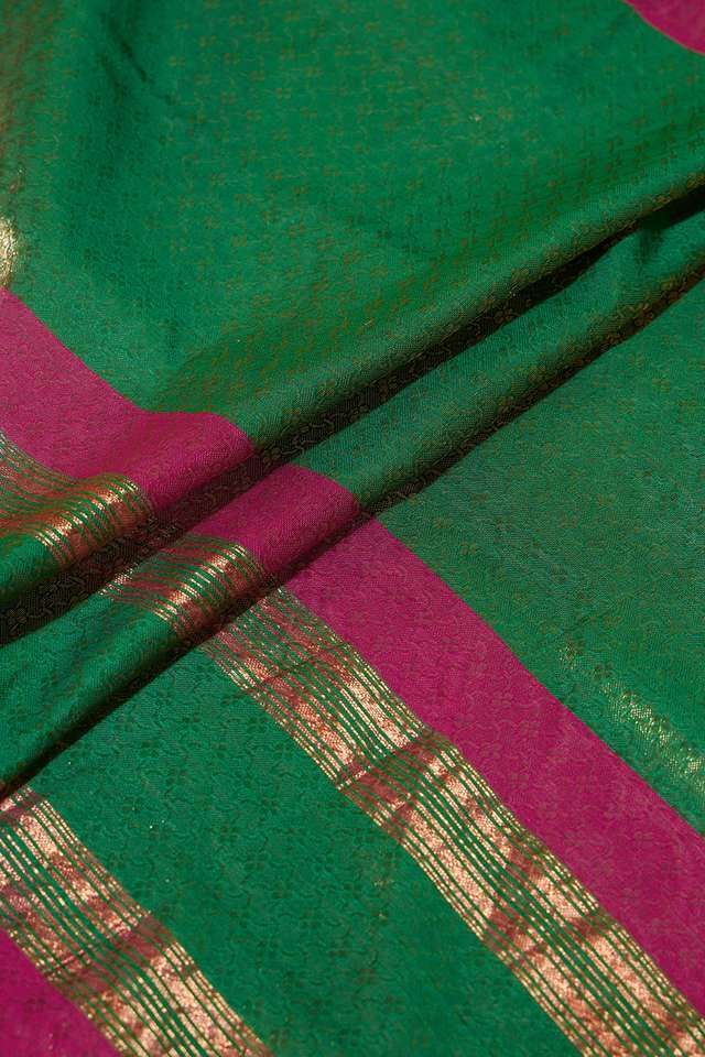Dark Pink Brocade Pure Silk Cotton Maheshwari Saree thumbnail image number null