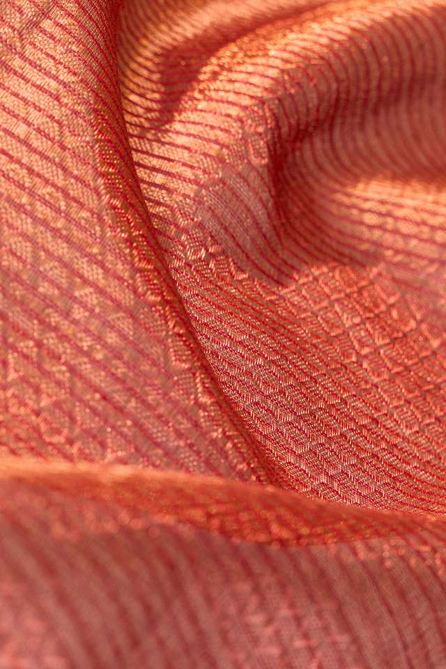 Red Brocade Pure Silk Cotton Maheshwari Saree thumbnail image number null