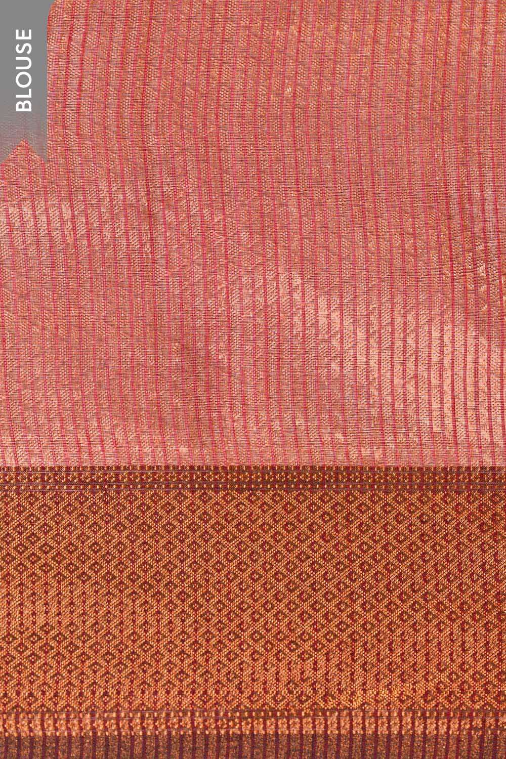 Red Brocade Pure Silk Cotton Maheshwari Saree image number null