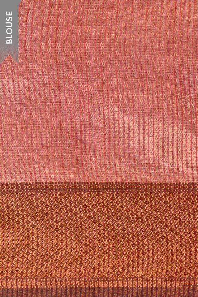 Red Brocade Pure Silk Cotton Maheshwari Saree thumbnail image number null