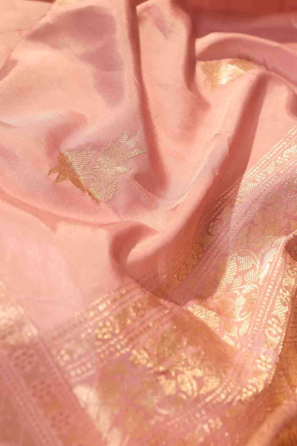 Light Pink Banarasi Inspired Design Silk Viscose Kadwa Saree image number null