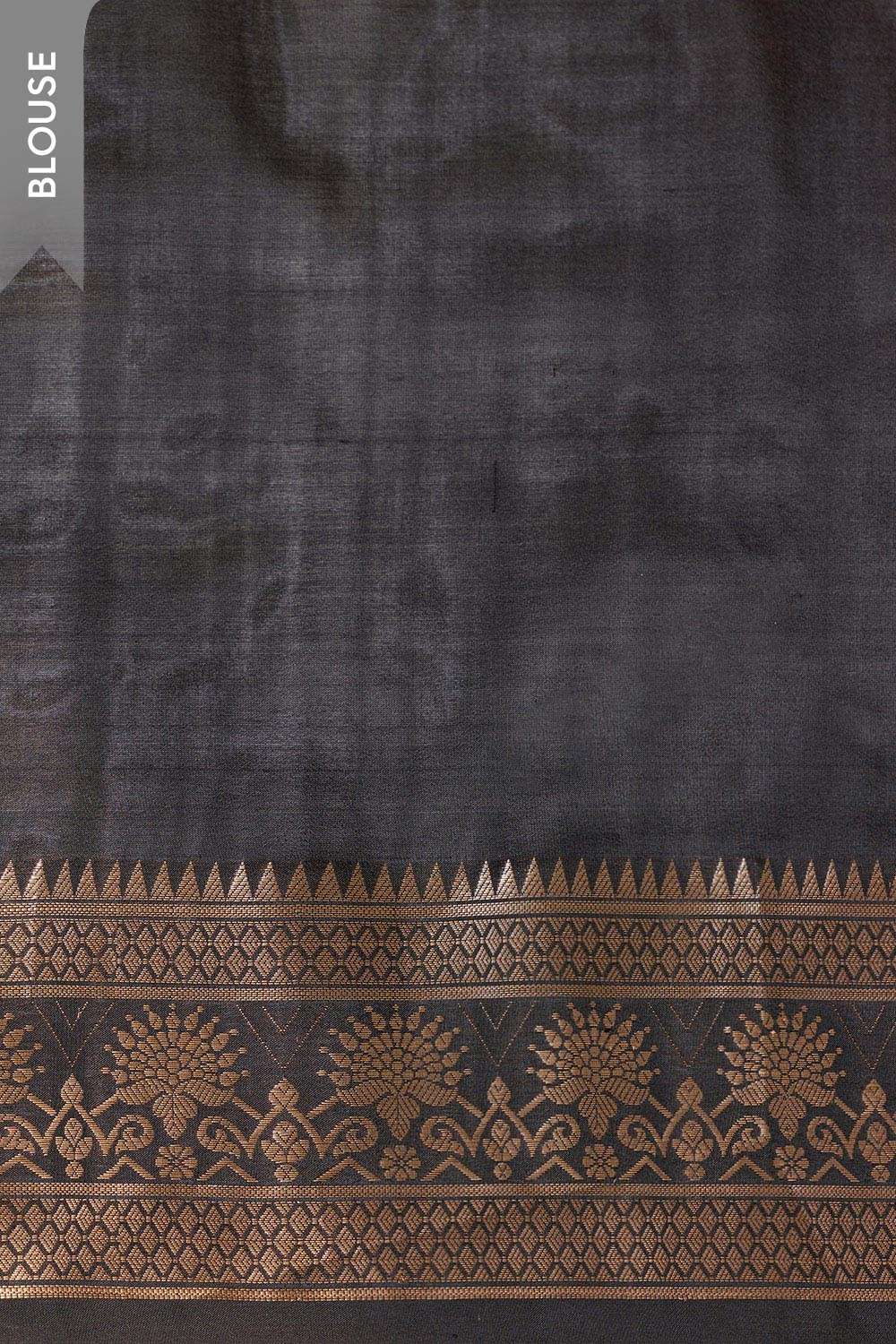 Grey Silk Viscose Kadwa Banarasi Saree image number null
