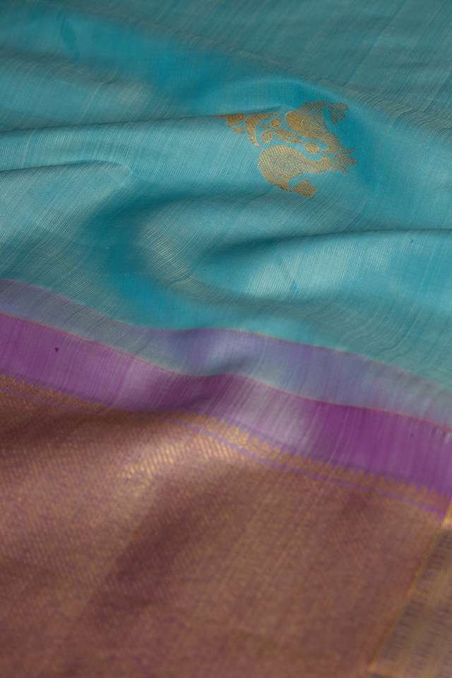 Light Blue Pure Silk Woven Kanjivaram Saree thumbnail image number null
