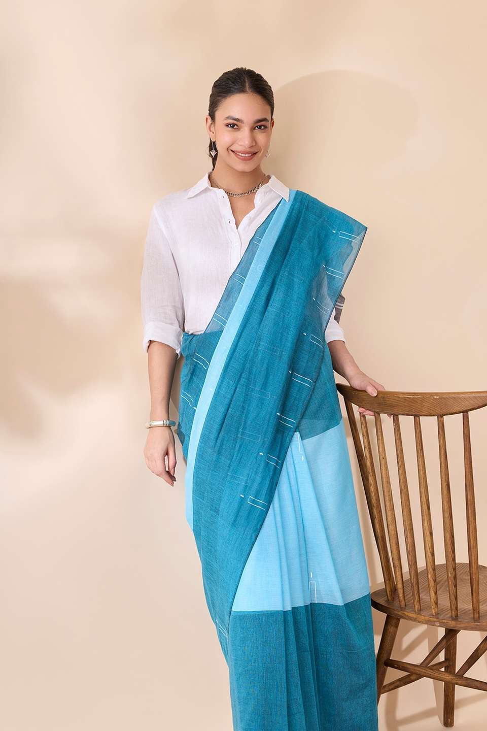 Blue Bengal Pure Cotton Jamdani Saree