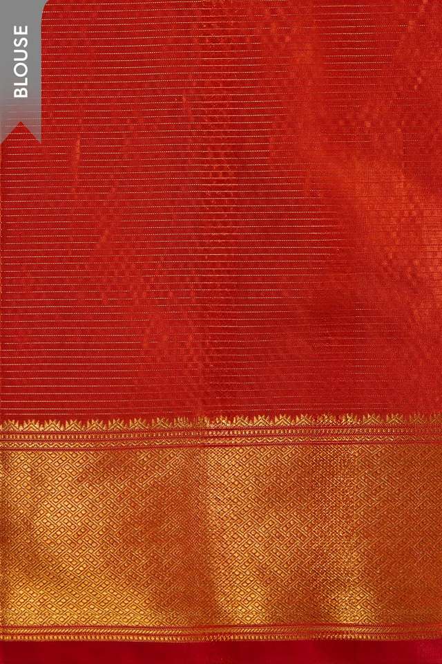 Dark Orange Pure Silk Woven Kanjivaram Saree thumbnail image number null