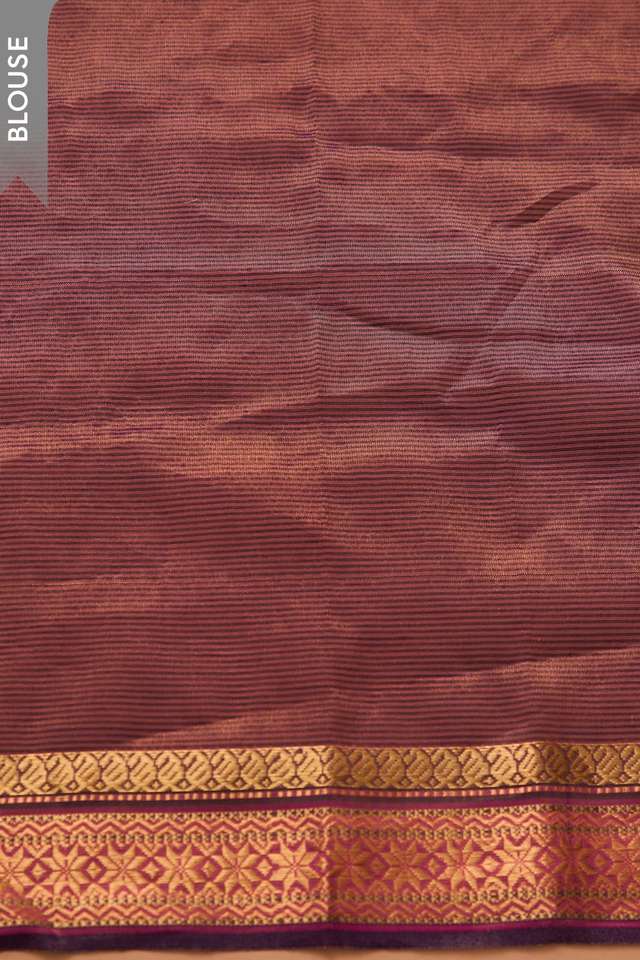 Purple Woven Pure Silk Tissue Maheshwar Saree thumbnail image number null