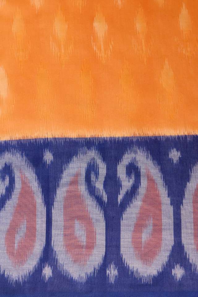 Orange Pochampalli Pure Cotton Ikat Saree thumbnail image number null