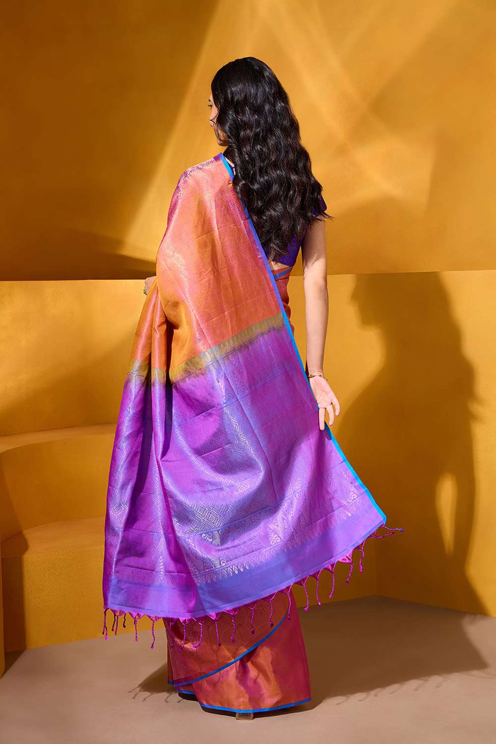 Orange Woven Pure Soft Silk Saree image number null