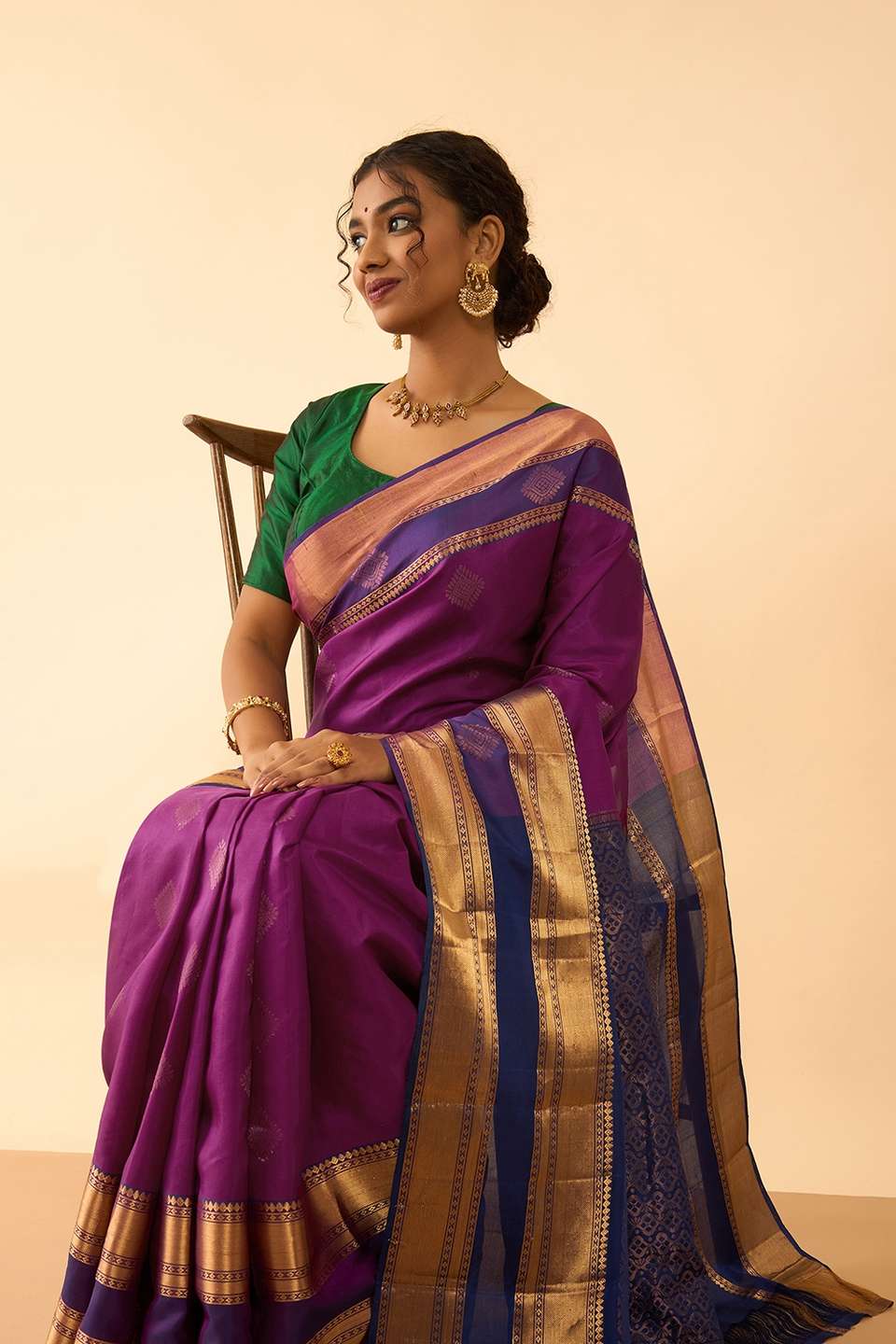 Purple Woven Pure Soft Silk Saree
