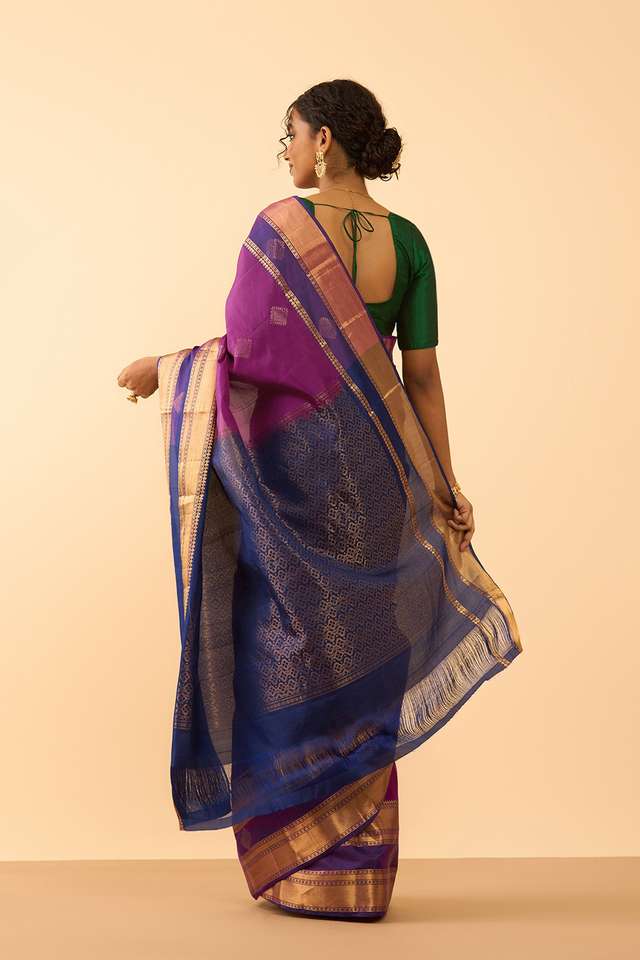 Purple Woven Pure Soft Silk Saree thumbnail image number null
