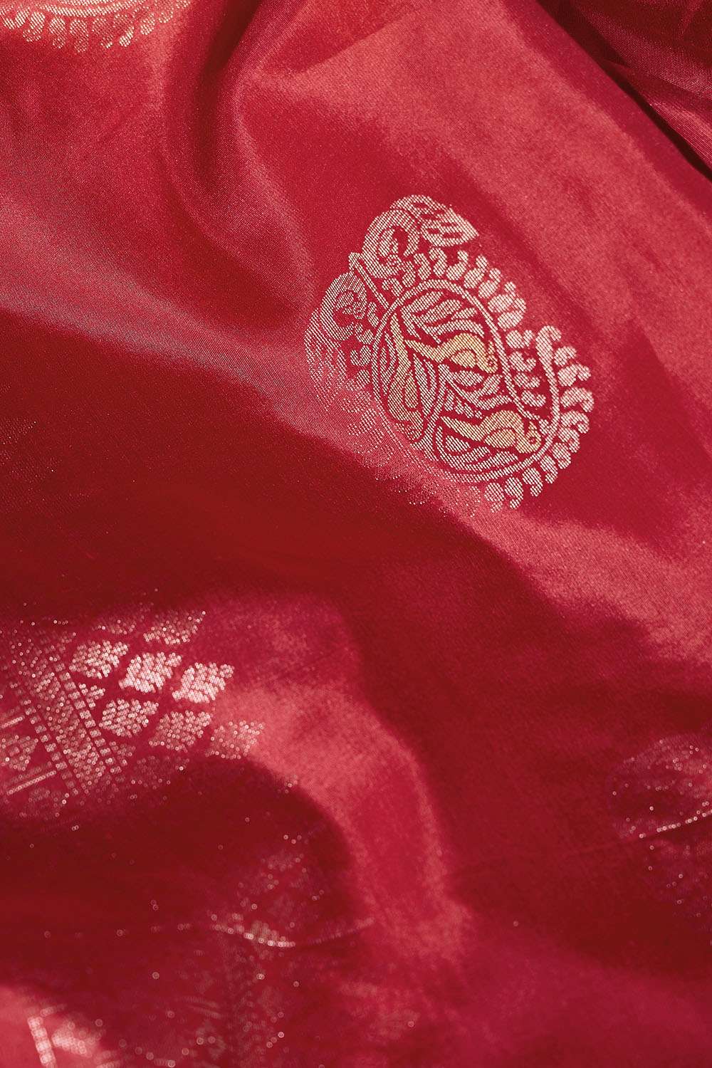 Dark Red Woven Pure Soft Silk Saree image number null