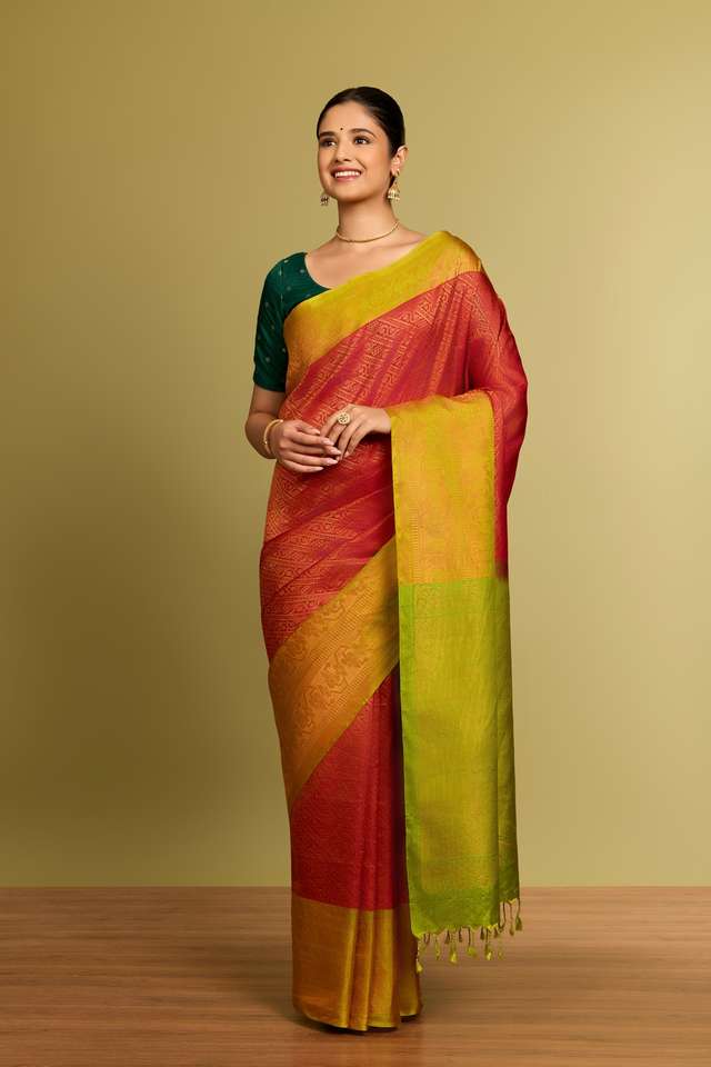 Red Woven Soft Pure Silk Saree thumbnail image number null