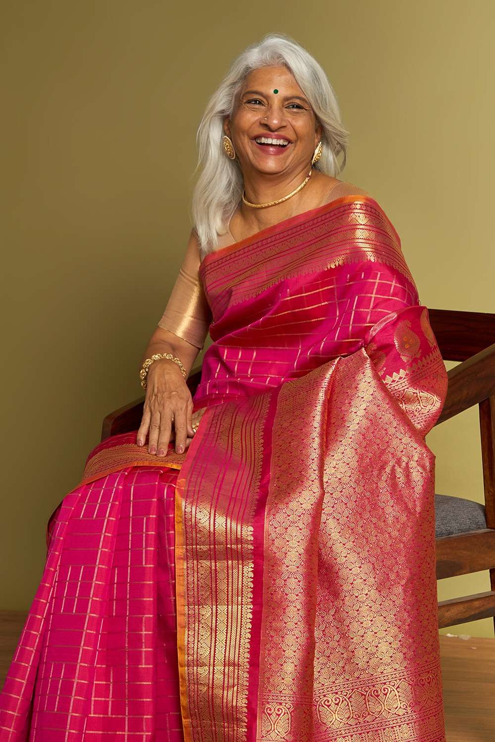 Dark Pink Woven Silk Gadwal Saree image number null