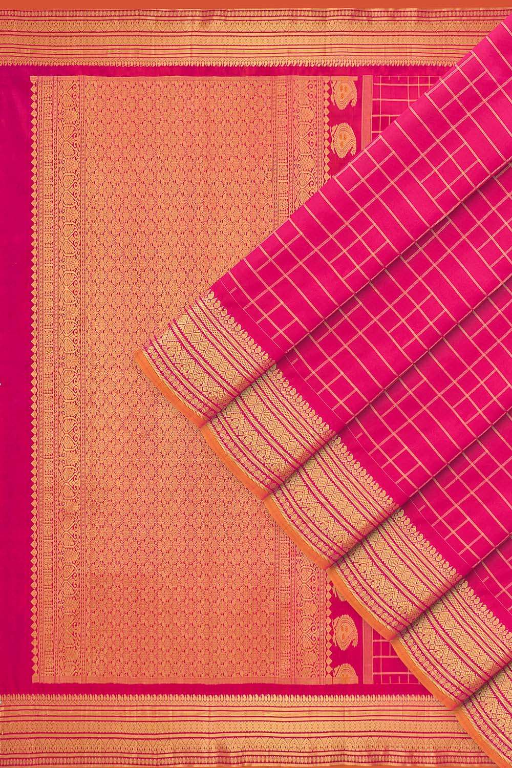 Dark Pink Woven Silk Gadwal Saree image number null