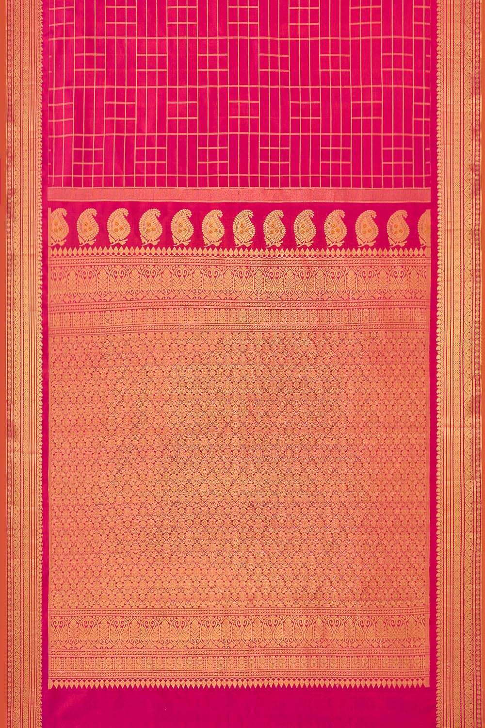 Dark Pink Woven Silk Gadwal Saree image number null