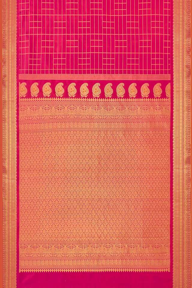 Dark Pink Woven Silk Gadwal Saree thumbnail image number null