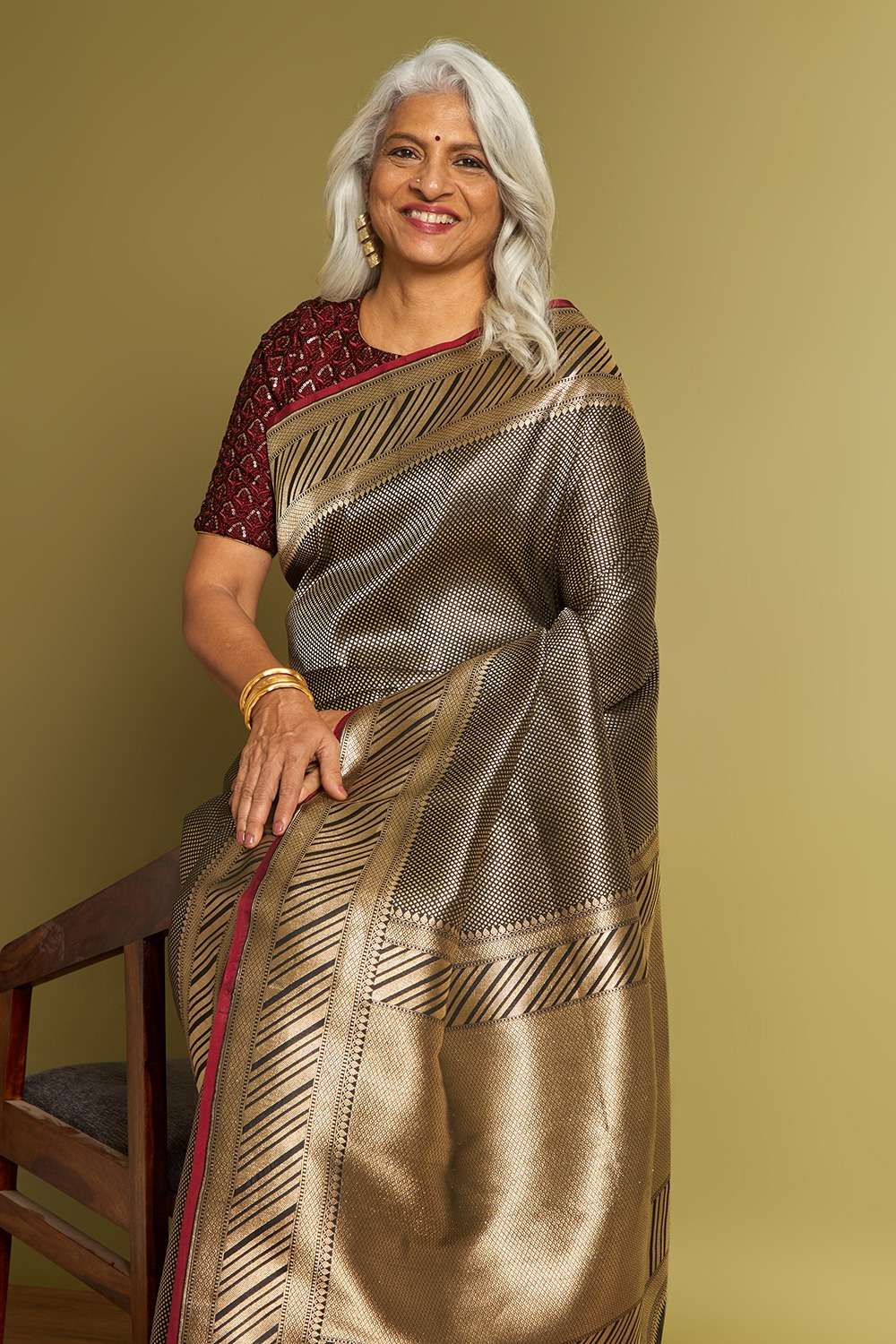 Black Pure Silk Brocade Banarasi Saree image number null