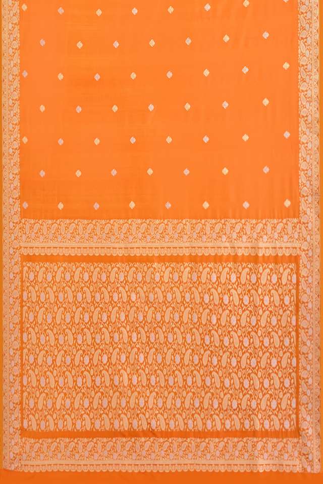 Orange Pure Silk Kadwa Banarasi Saree thumbnail image number null