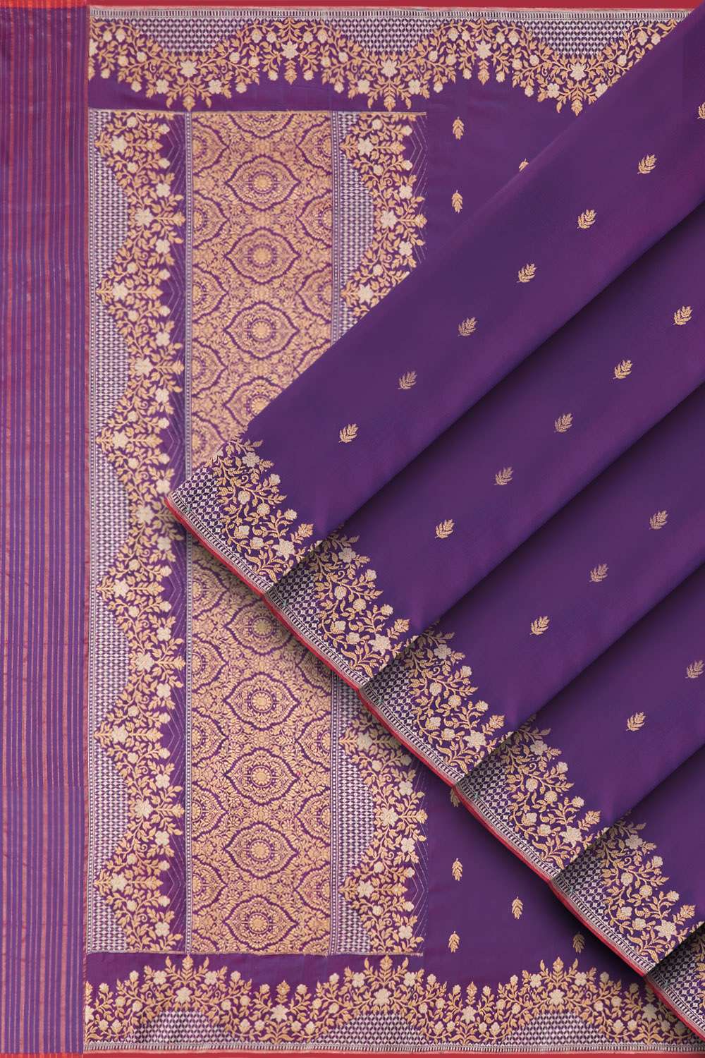 Purple Pure Silk Kadwa Banarasi Saree image number null