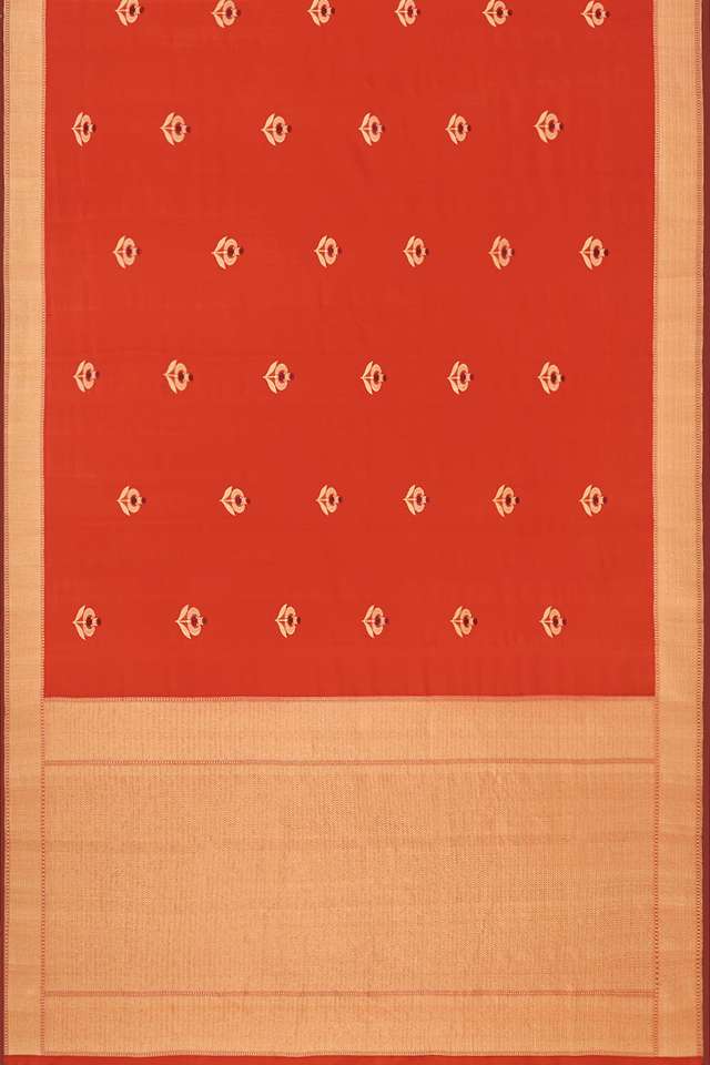 Orange Pure Silk Kadwa Banarasi Saree thumbnail image number null