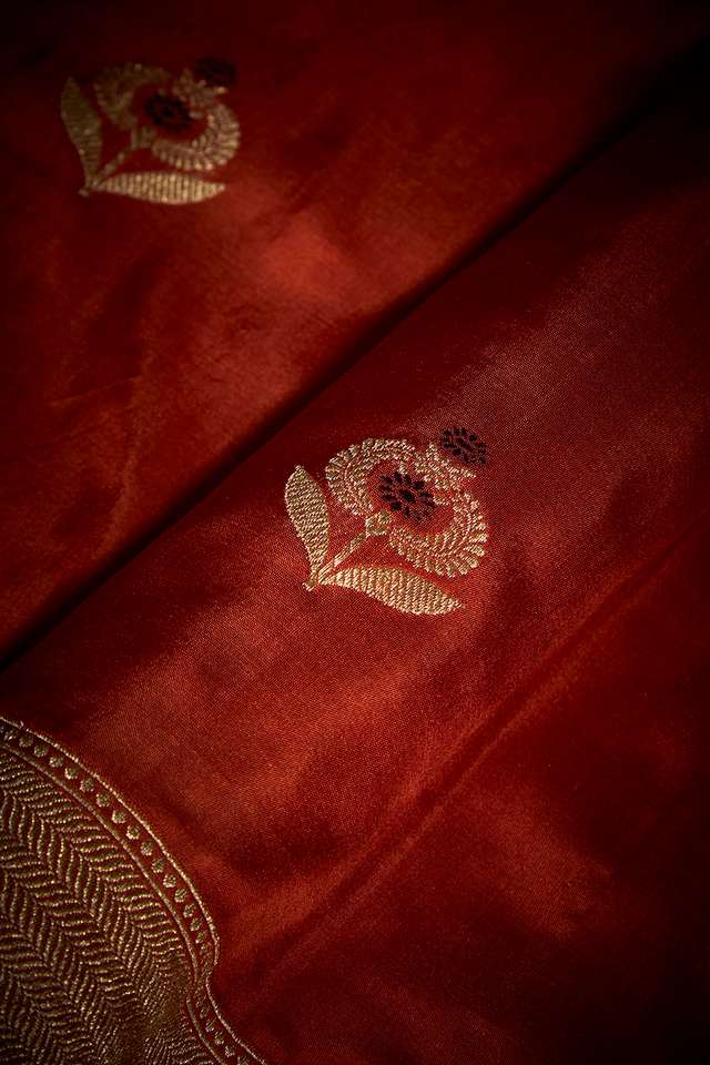 Orange Pure Silk Kadwa Banarasi Saree thumbnail image number null