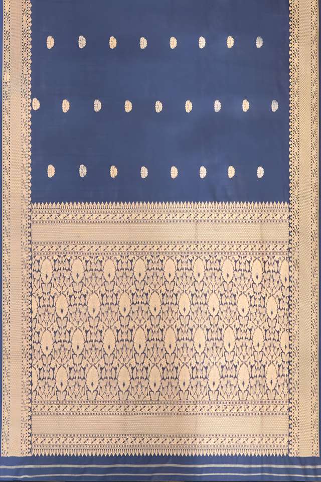 Dark Blue Pure Silk Kadwa Banarasi Saree thumbnail image number null