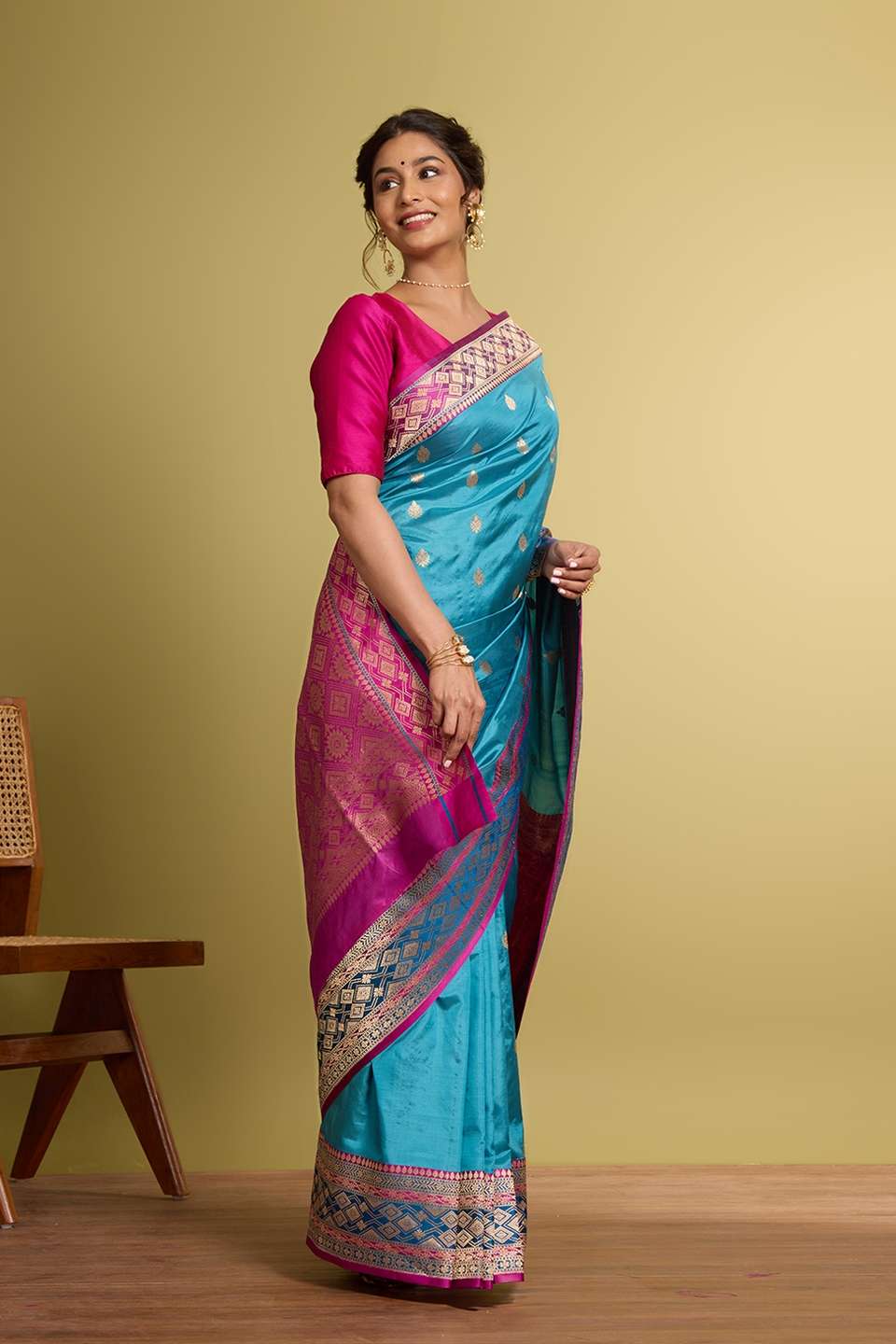 Light Blue Pure Silk Kadwa Banarasi Saree
