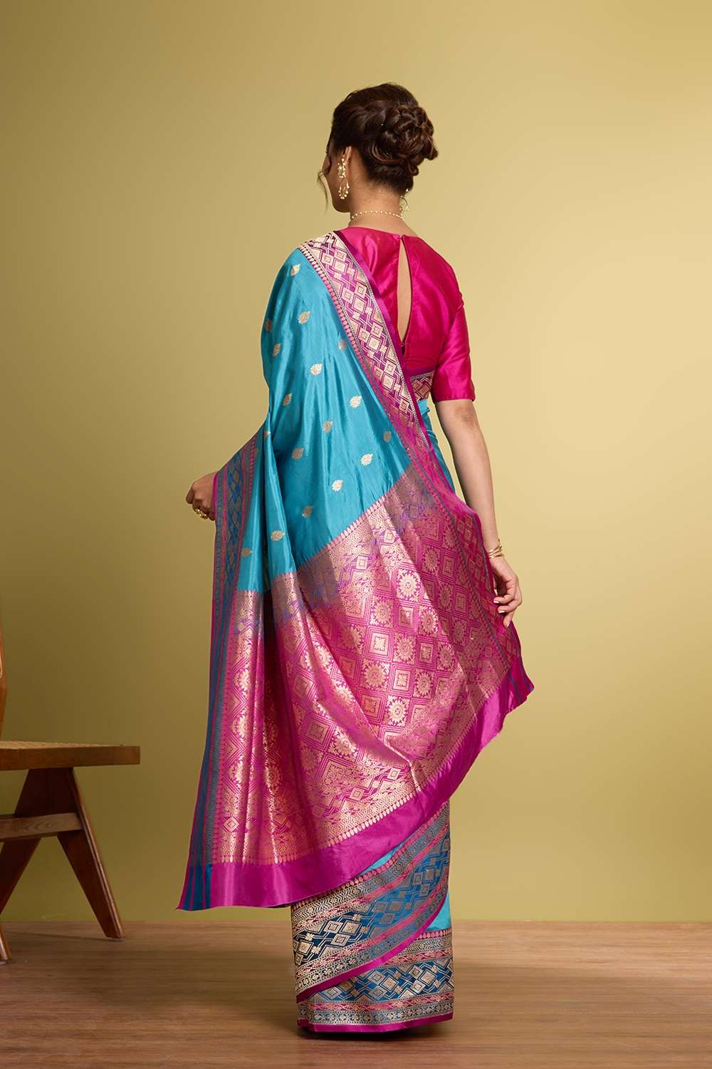 Light Blue Pure Silk Kadwa Banarasi Saree image number null