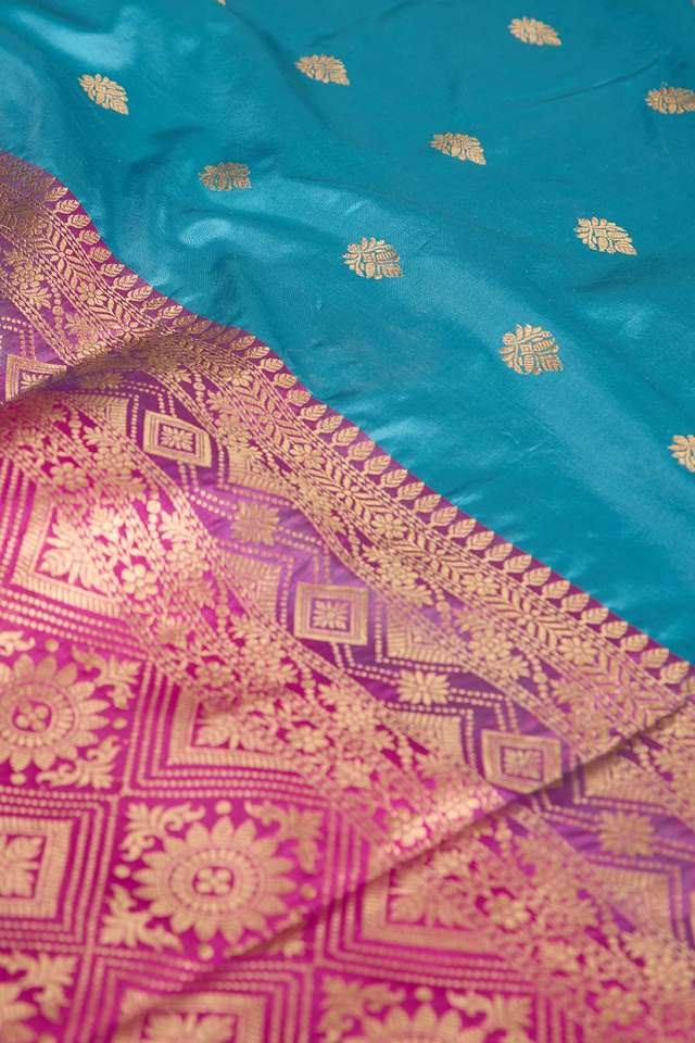Light Blue Pure Silk Kadwa Banarasi Saree thumbnail image number null