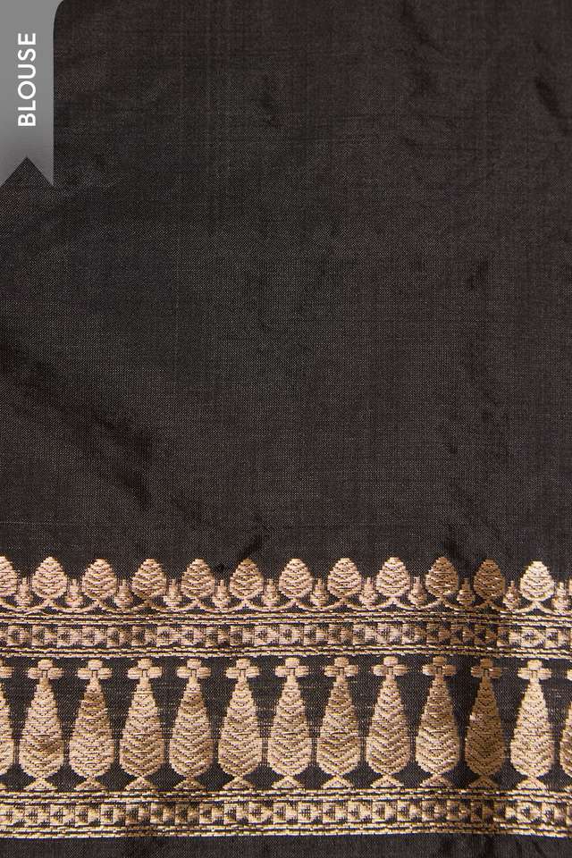 Black Pure Silk Brocade Banarasi Saree thumbnail image number null