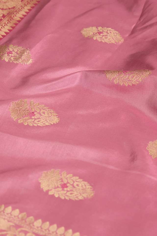 Light Pink Pure Silk Kadwa Banarasi Saree thumbnail image number null