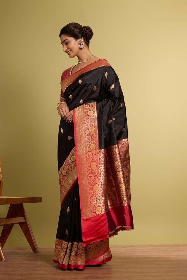 Black Pure Silk Kadwa Banarasi Saree thumbnail image number null